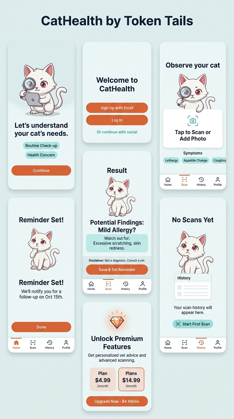 CatHealth app screens